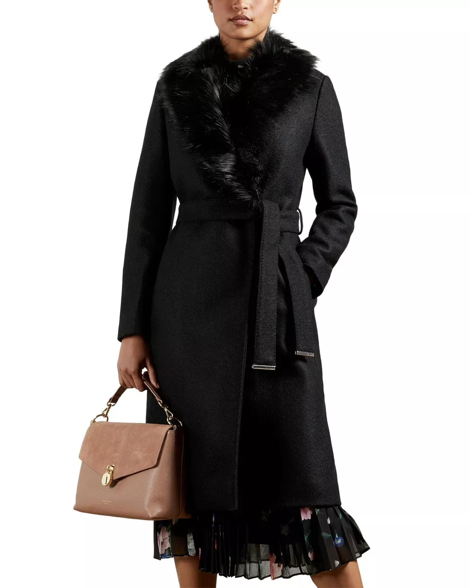 Ted baker black 2025 coat sale