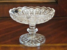Bohemia Czech Crystal Hand cut 7" Pedestal Bowl Queen Lace