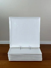 4 Crate & Barrel White Porcelain 8” Square Luncheon Salad Dessert Plate: MINT