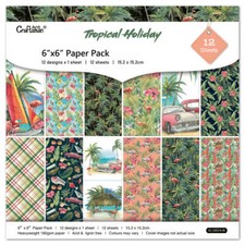 Wizardi Tropical Holiday Scrapbook Paper Pack. 12 Sheets of 15.2x15.2cm Heavy...