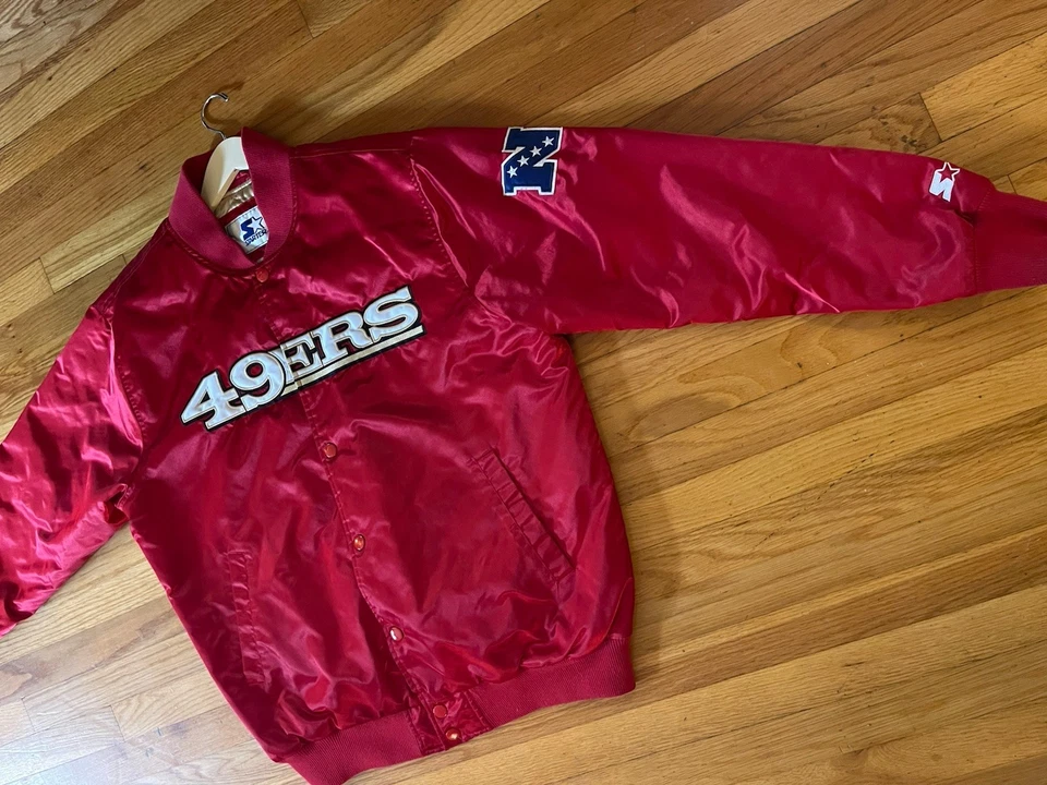 Chaqueta Bomber Vintage Starters NFL San Francisco 49ers Rojo Satinado Talla XL Foto 2 de 4