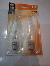 Image of 12 x 40 Watt Bent tip Clear Candle Light Bulbs SBC / B15 Small Bayonet by GE