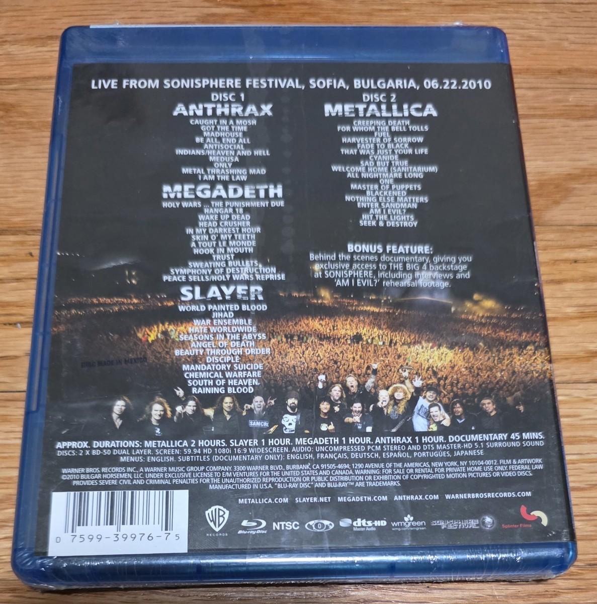 NEW The Big 4 Live From Sofia Bulgaria Bluray Metallica Anthrax
