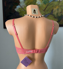 NWT Miss Studio La Perla Coral Pink Lace Bra, sz 34B