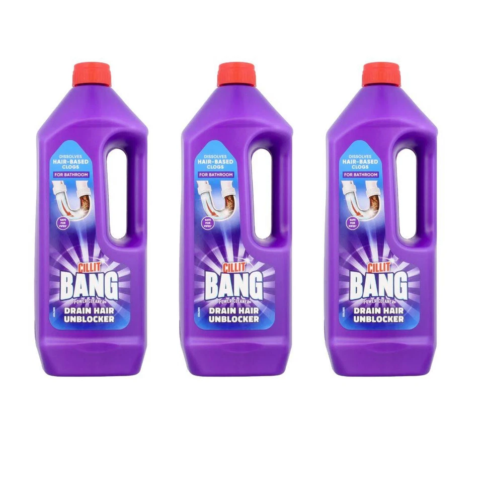 Cillit Bang Drain Unblocker Gel - for Tough Clogs 1000ml - Pack Of 3