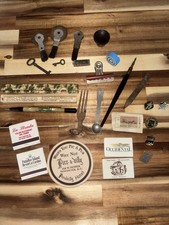 Vintage Curio Lot Industrial Tools Keys Pins Matchbooks Ephemera