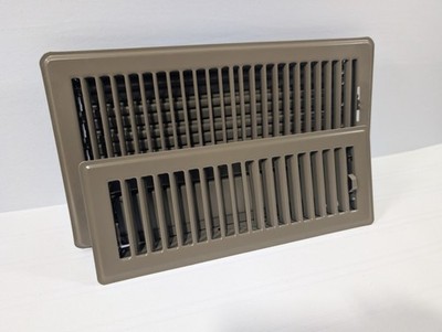 Heavy Duty Metal Brown Floor Register Air Vents Adjustable Damper (Pack of 2)