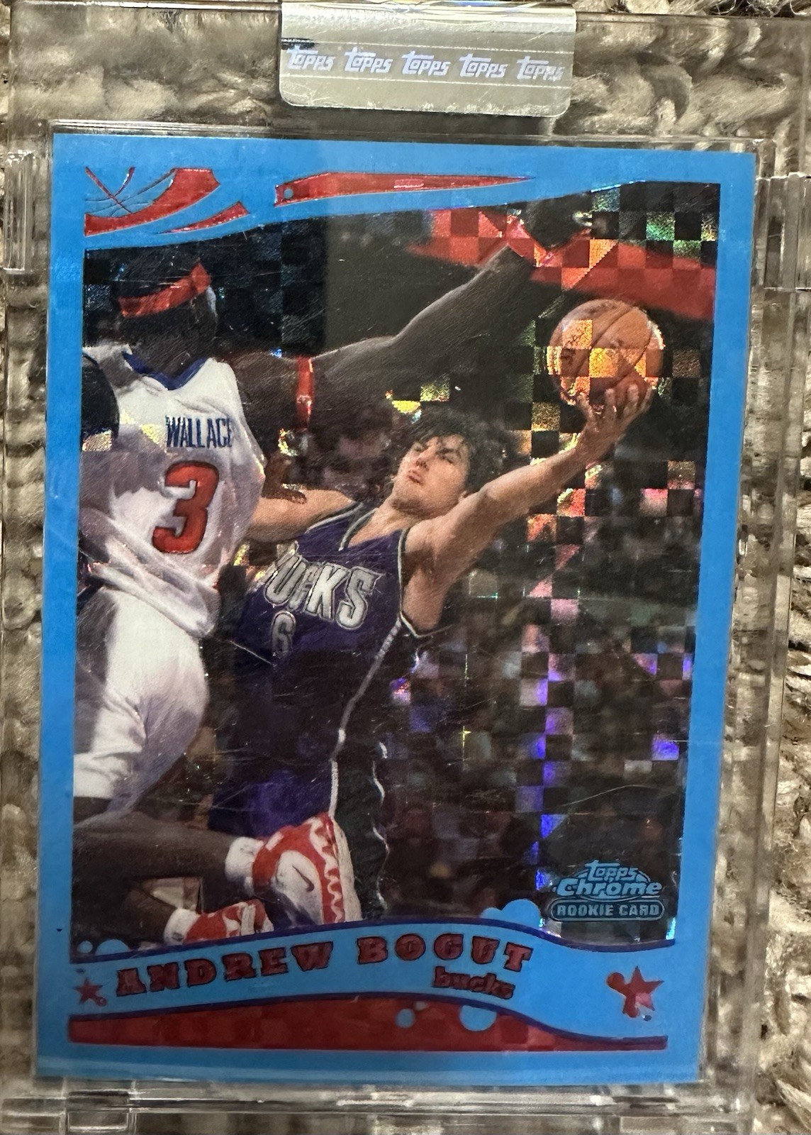 2005-06 Topps Chrome Andrew Bogut Rookie Blue X-Fractor #9/90 Uncirculated