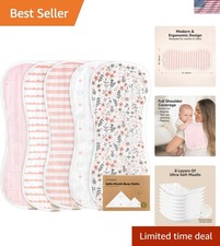 5-Pack Gender-Neutral Muslin Baby Burp Cloths - Absorbent 8-Layer Softness