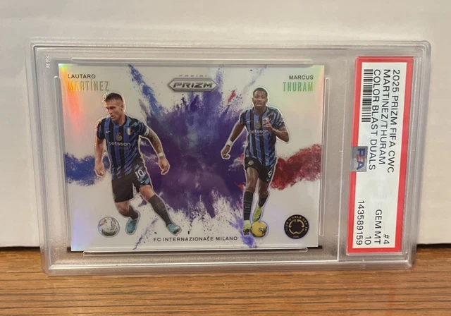 Lautaro Martinez Marcus Thuram 2025 Prizm CWC Dual Colorblast PSA 10