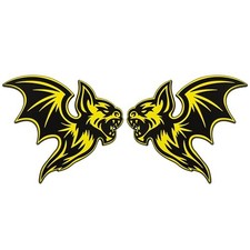 Evil Bat Emblem 3D Badge, Custom Car Emblem Decal for Car, Truck, SUV, Yellow
