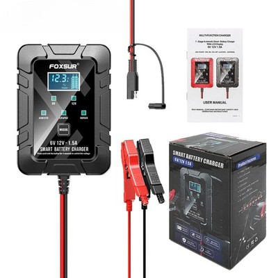 6V 12V 1.5A 4-30Ah Automatic Smart Battery Charger Maintainer for Car