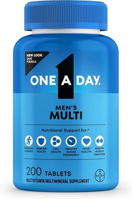 One A Day Men s Multivitamin 200 Ct | Vitamin D Zinc B Complex Folic Acid | Ener