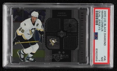 2005-06 Upper Deck Black Diamond Jersey Double 5/25 Mario Lemieux PSA 7 HOF 03uh