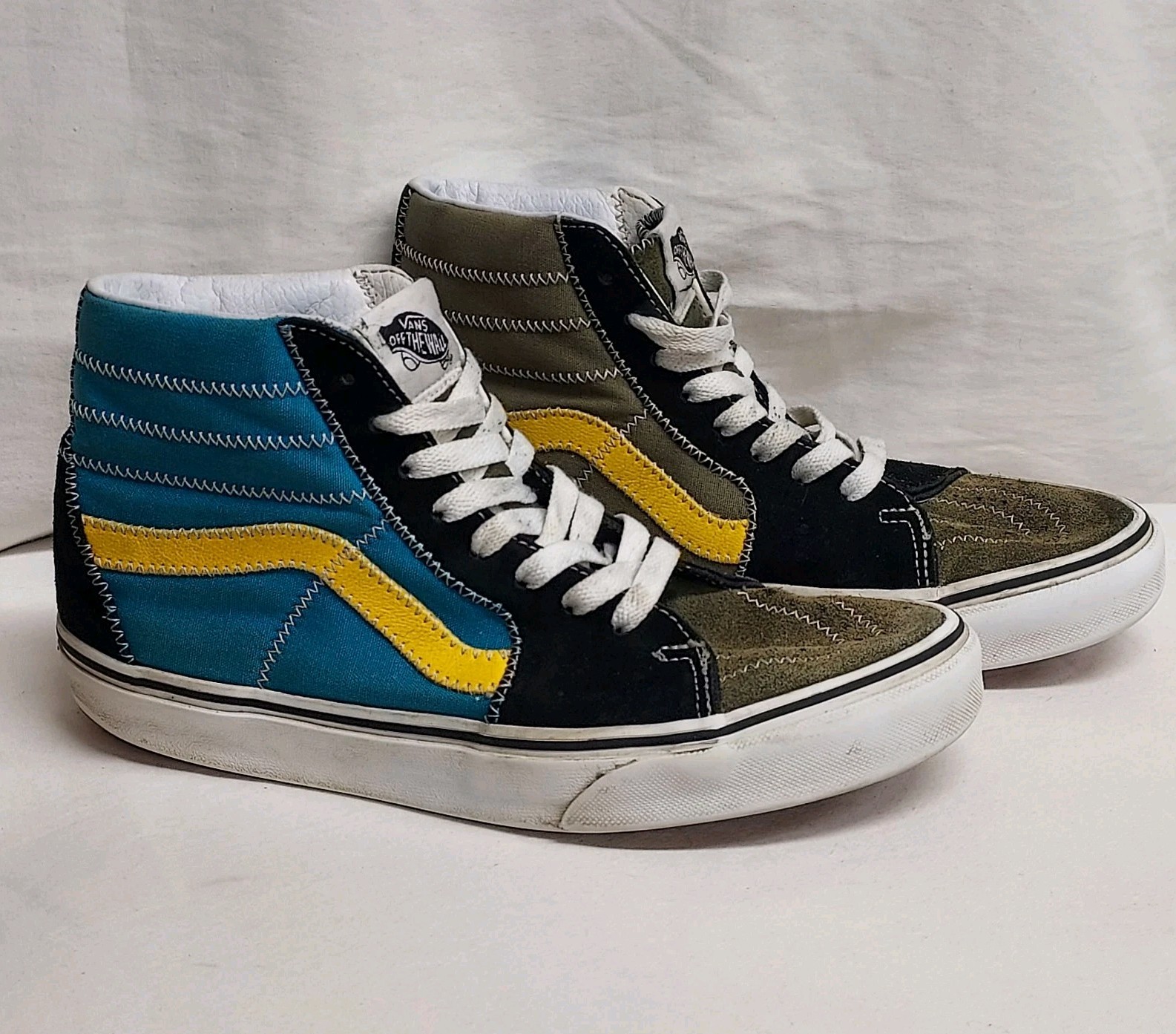 SAOLA VANS SK8 Nero Oliva Giallo Teal High Top Unisex Taglia Donna 7 Uomo 5 5