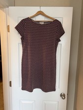 Loft Shift Dress Medium Burgundy Cream Geometric Print Casual Career Teacher D1