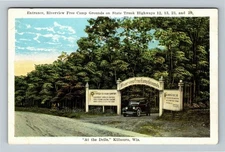 Kilbourn WI Riverview Free Camp Ground "At The Dells" Wisconsin Vintage Postcard