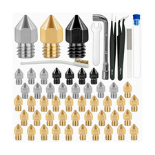 50 Pcs 3D Printer Nozzles - Hardened Steel Stainless Steel Brass Printer Extr...