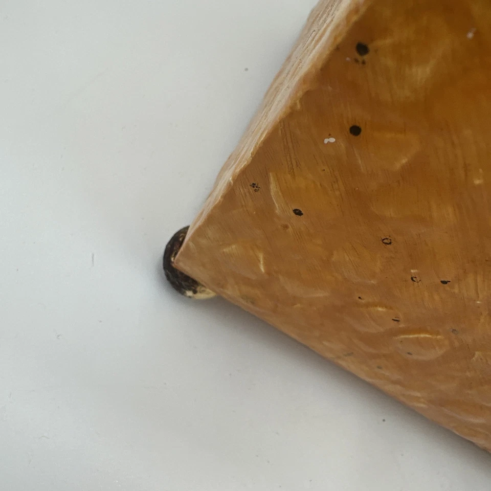 Cartera de madera texturizada vintage floral Crackle Decoupage años 60 mango Lucite Foto 4 de 4