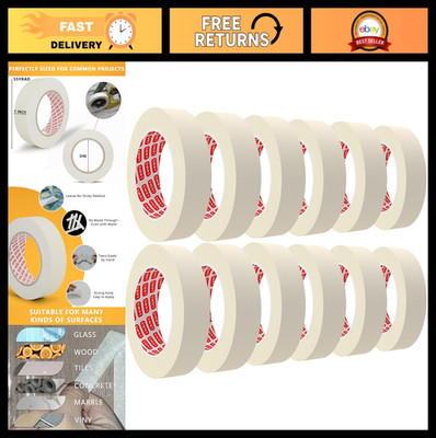 1'' Masking Tape 12 Rolls, 660 Yards Total, Bulk Adhesive for Painting, Crafts &