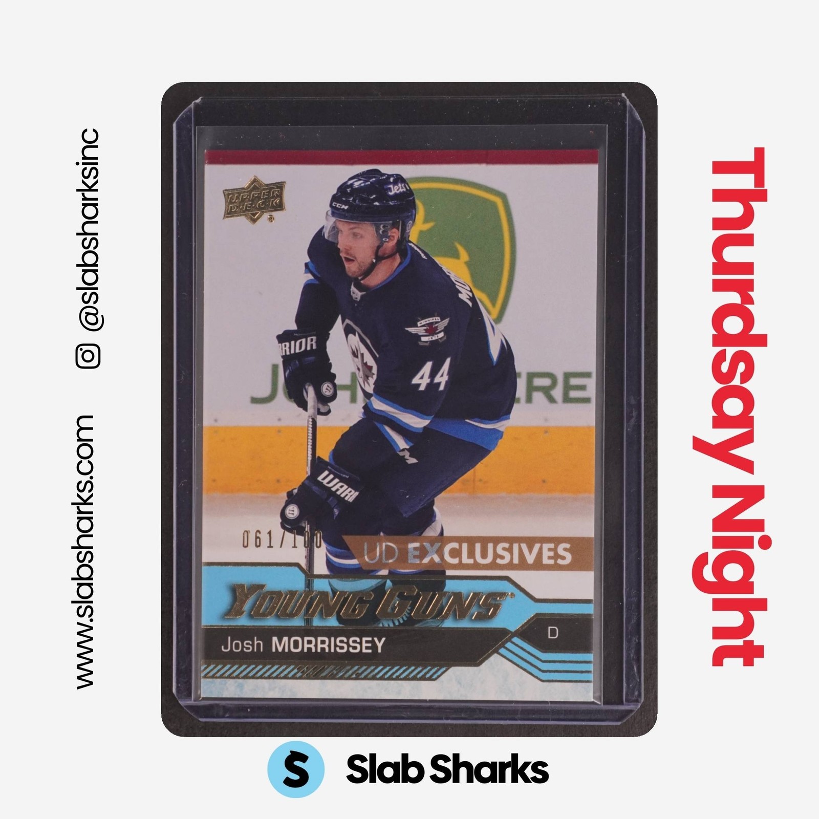 2016 UPPER DECK #226 JOSH MORRISSEY YOUNG GUNS UD EXCLUSIVES RC ROOKIE /100
