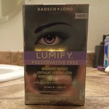 Lumify Preservative-Free Redness Reliever Eye Drops 20 Single-Use Vials Exp 4/26