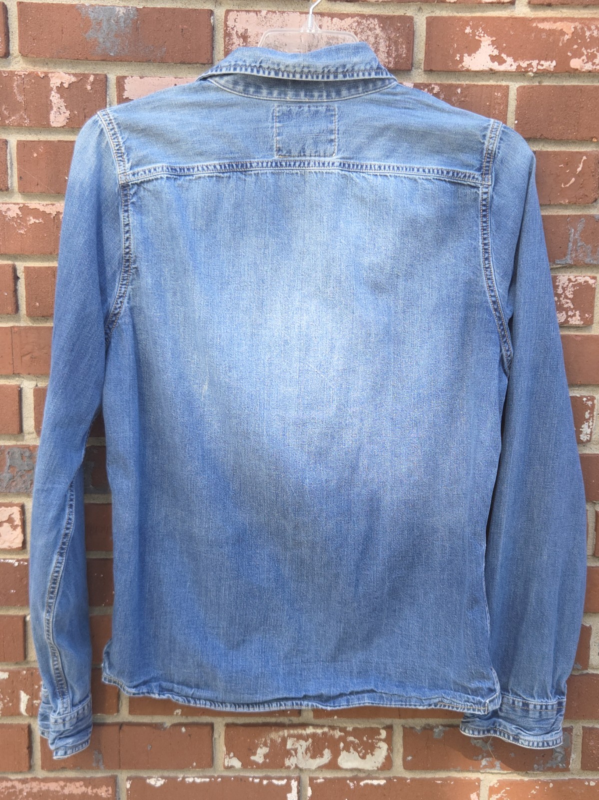 Abercrombie & Fitch Muscle Fit Denim Button-Up Shirt Long Sleeve L Blue ...