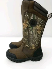 Magellan Outdoors Mens 7D Leather Camo Hunting Boots w/Snake Shield Armor 