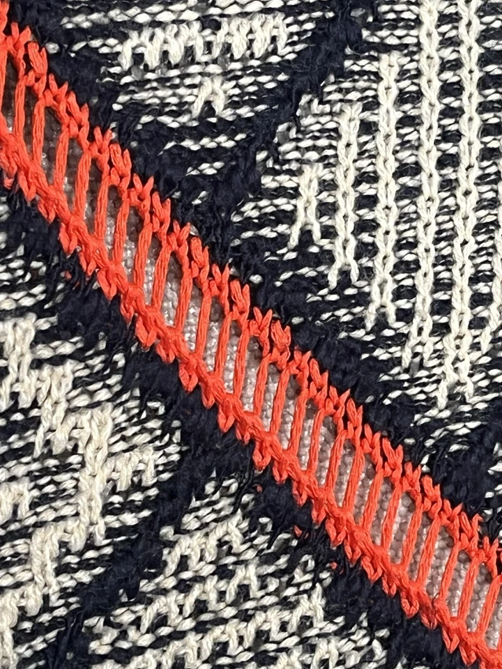 Cárdigan Boho Geométrico Frente Abierto Acogedor Tejido Suéter Óxido Azul Marino Talla S Foto 4 de 4