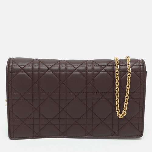 Dior Lady Dior Burgundy Cannage Quilted Leather Pouch