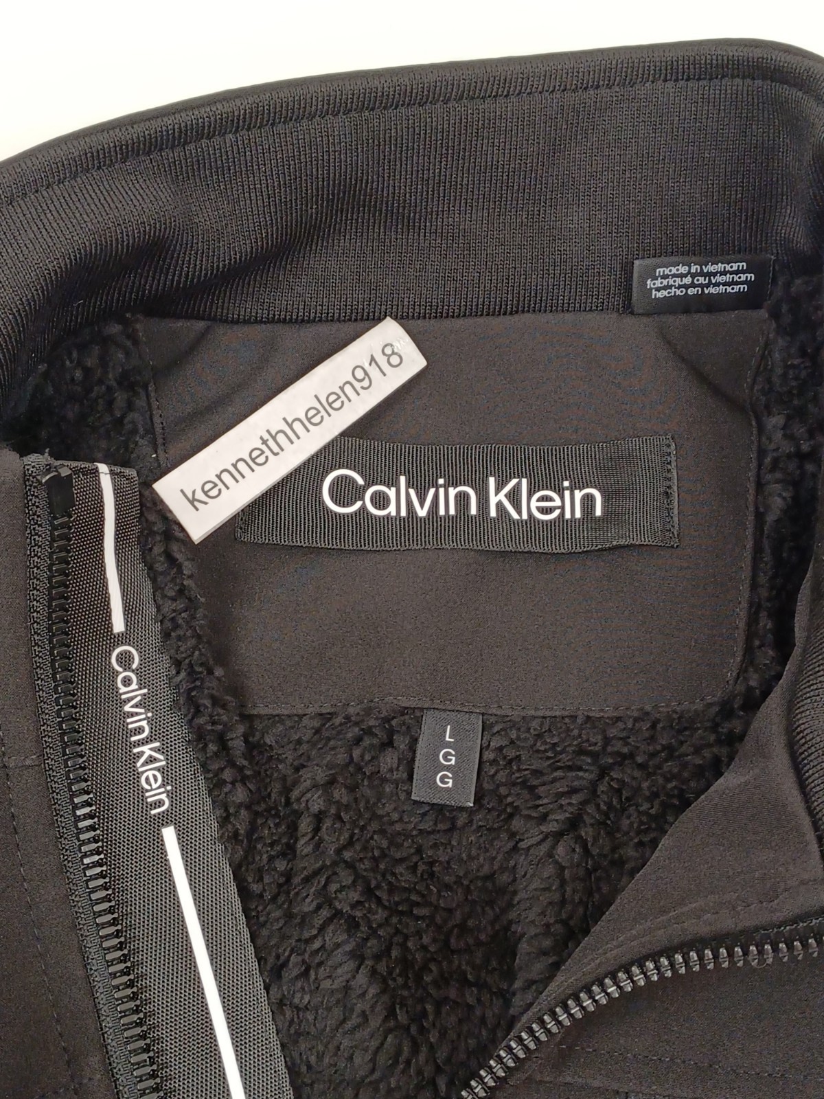 CALVIN KLEIN SHERPA LINED CLASSIC SOFT SHELL JACKET BLACK MENS SIZE LARGE image 6