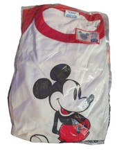Walt Disney World Mickey Mouse Adult T-Shirt White  Red Ringer XL 46-48 NWT 80s