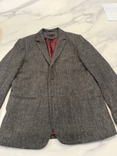 John Varvatos Wool Tweed Gray Herringbone Blazer Men's Size 42 Regular