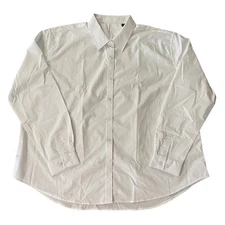 Men's 4XL White Long Sleeve Button Down Shirt Designed in Italy 95% Cotton