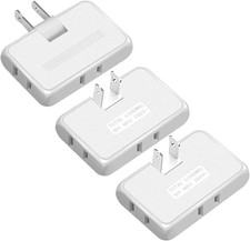 3 Pack AC Flat Wall Outlet Extender,3 Way 2 Prong180 Degree Portable Swivel Wall