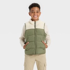 Boys' Puffer Vests - Cat Jack Olive Green XS