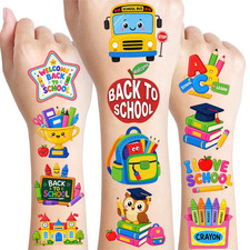 96PCS Back to School Pre-Cut Temporary Tattoos for Kids Party Favors