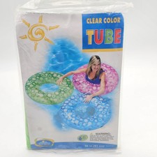 2010 Intex The Wet Set Tire Tube Ring GREEN Clear Color 36" Pool Beach Float Toy