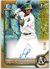2022 Bowman Chrome 1st Auto Gold Shimmer Refractor Junior Perez 37/50