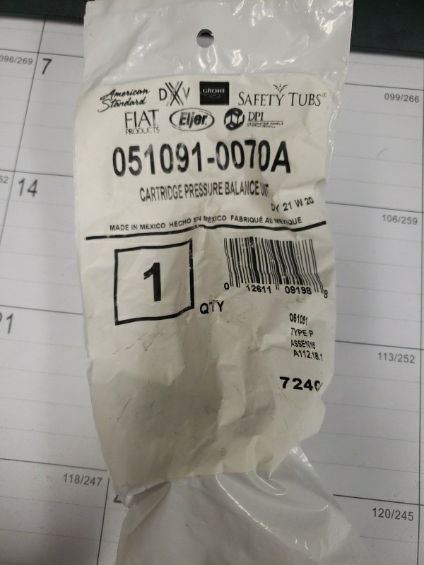American Standard ‎051091-0070A Pressure Balance Cartridge NEW IN SEALED BAG