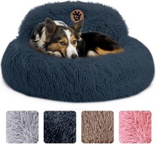 PetJett Calming Dog Bed Medium Size Dog - 30'' Donut Bed, Anti-Slip Washabl...