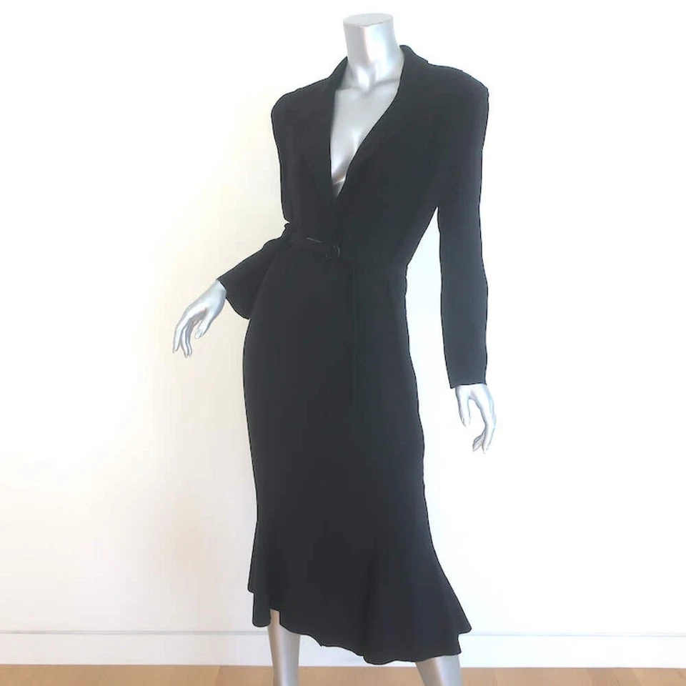 Vestido Blazer Midi Norma Kamali Cinturón Negro Neopreno Talla Mediana Foto 3 de 4