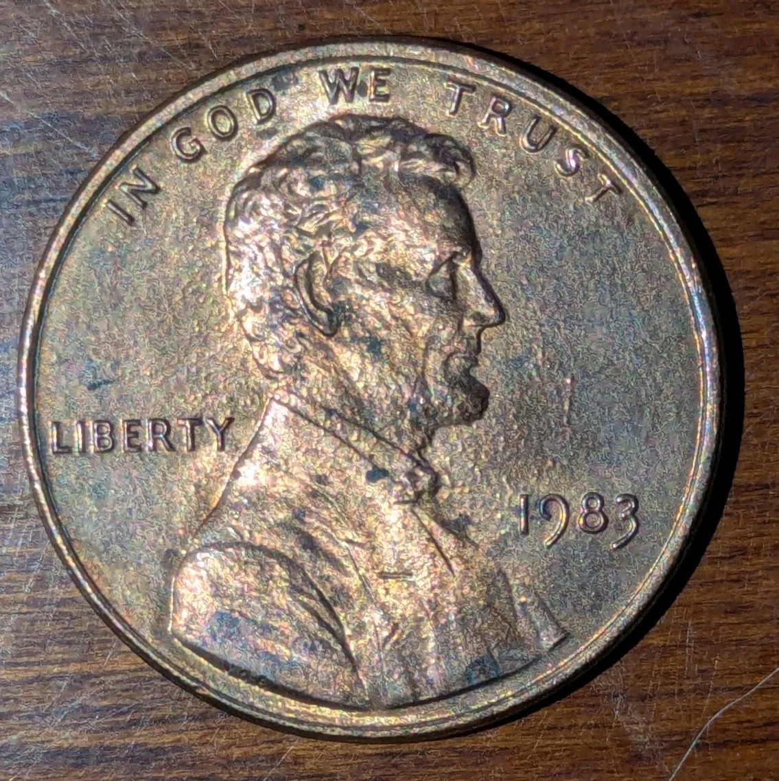 1983 1c Memorial Cent Struck Through Grease Error About