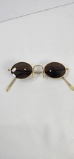 Vintage Oval Sunglasses Gold Tone Wire Frame Dark Lenses Lennon Style Unbranded