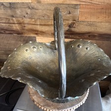 Mid-Century Modern Italian Organic Brass Basket With Handle