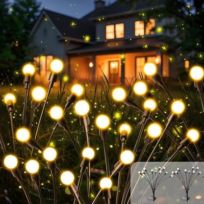 2 Stuck Solarleuchten Garten Firefly Lights Outdoor 16 LED Solar Gartenstecker