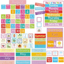 Fancy Land Calendar Bulletin Board Set Colorful Classroom Decor 100Pcs