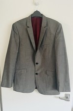 Burton London Grey Slim Fit Suit Jacket 38S Short 2 Button Excellent