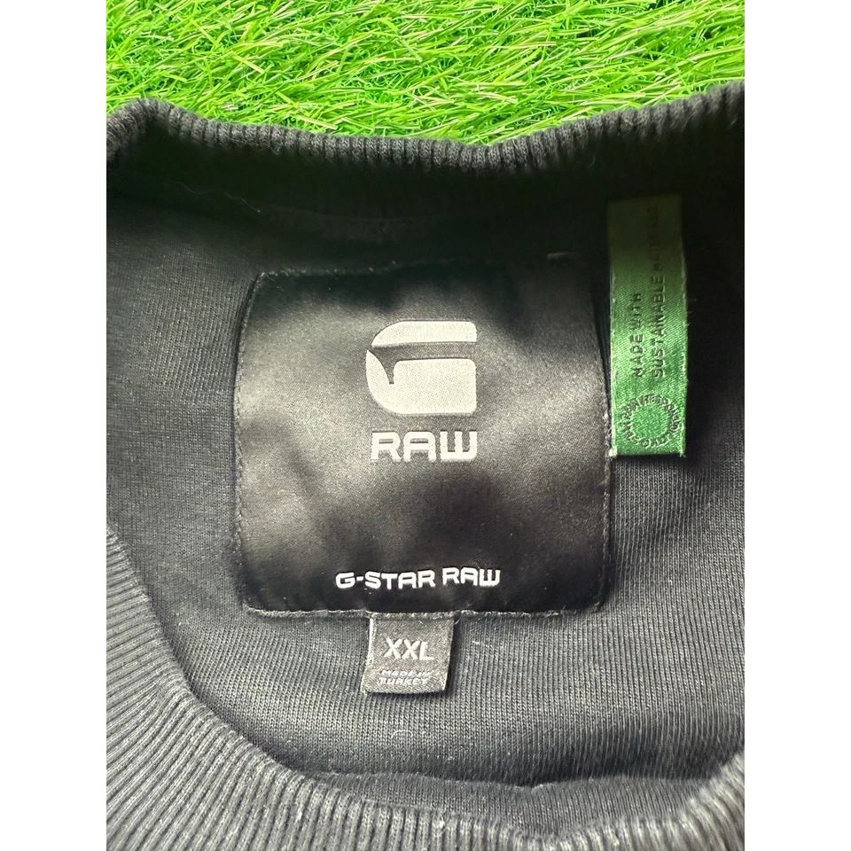 Sudadera para hombre G-Star RAW Originals negra cuello redondo pulóver logotipo jersey XXL Foto 2 de 4