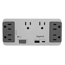 On-Q 6 Outlet Enclosure Surge Protector One Usb-A And One Usb-C Ac1062